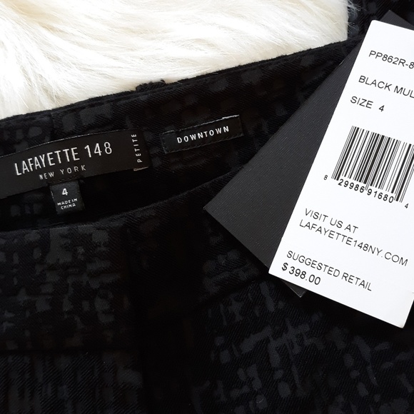 NWT Lafayette 148 Black Textured Downtown Pants - Picture 8 of 8